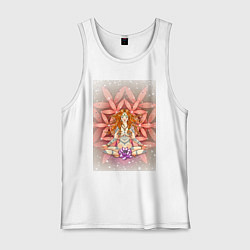 Майка мужская хлопок Йогиня в позе лотоса, цвет: белый