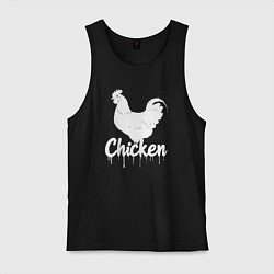 Майка мужская хлопок Курица в стиле белое граффити, цвет: черный