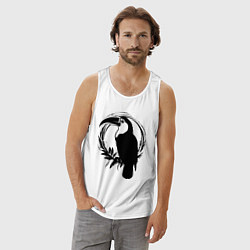 Майка мужская хлопок Тукан в круге, цвет: белый — фото 2