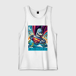 Майка мужская хлопок Полёт Супер Бендера - коллаба, цвет: белый