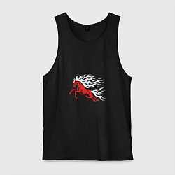 Майка мужская хлопок Галоп красного коня, цвет: черный