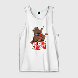 Майка мужская хлопок Медведь России, цвет: белый