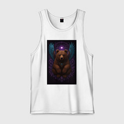 Майка мужская хлопок Духовный медведь, цвет: белый