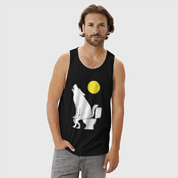 Майка мужская хлопок Срущий волк, цвет: черный — фото 2