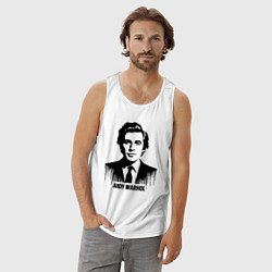 Майка мужская хлопок Портрет Энди Уорхола в каплях краски, цвет: белый — фото 2