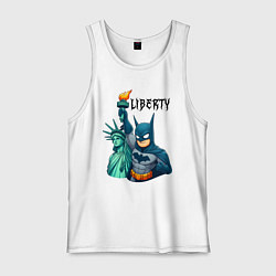 Майка мужская хлопок Batman and statue of Liberty - ai art fantasy, цвет: белый