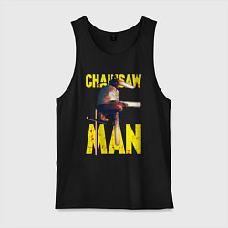 Майка мужская хлопок Человек бензопила на кресте, цвет: черный