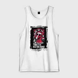 Майка мужская хлопок Красный огненный конь, цвет: белый