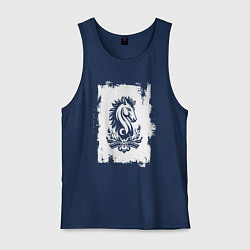 Майка мужская хлопок Белый жеребец, цвет: тёмно-синий