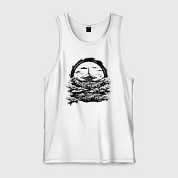 Майка мужская хлопок Японская пагода, цвет: белый