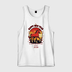 Майка мужская хлопок Красный огненный конь символ 2026, цвет: белый