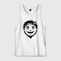 Майка мужская хлопок Улыбчивый аниме-мальчик, цвет: белый