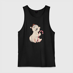 Майка мужская хлопок Медвежонок с конфетой, цвет: черный