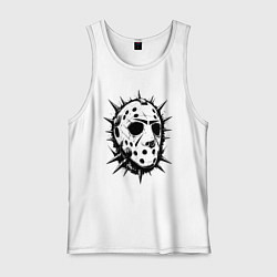 Майка мужская хлопок Шипастая хоккейная маска, цвет: белый