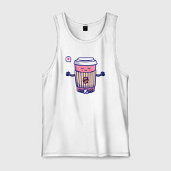 Майка мужская хлопок Coffee relax, цвет: белый