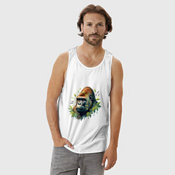 Майка мужская хлопок Музыкальная горилла, цвет: белый — фото 2