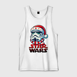 Майка мужская хлопок Stormtrooper new year, цвет: белый