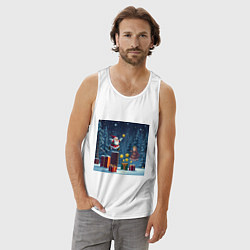 Майка мужская хлопок Дед Морозио и Принцесса Снегурочка: вперёд за звёз, цвет: белый — фото 2