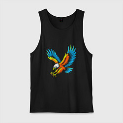 Майка мужская хлопок Схематичный полёт орла, цвет: черный