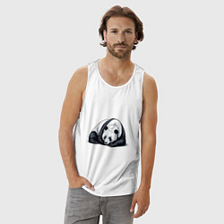 Майка мужская хлопок Лежащая панда, цвет: белый — фото 2