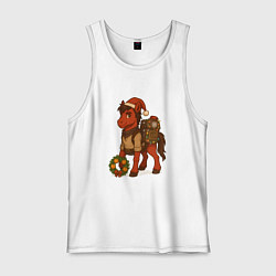 Мужская майка Новогодняя лошадка в поисках приключений