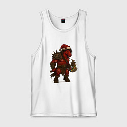 Майка мужская хлопок Новогодняя варварская лошадь, цвет: белый