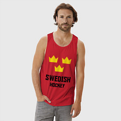 Майка мужская хлопок Swedish Hockey, цвет: красный — фото 2
