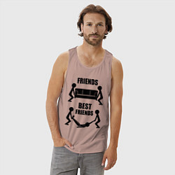Майка мужская хлопок Best friends, цвет: пыльно-розовый — фото 2