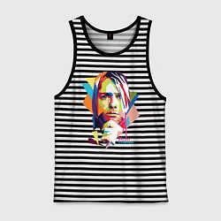 Майка мужская хлопок Kurt Cobain: Colors, цвет: черная тельняшка