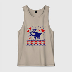 Майка мужская хлопок Любовь оленей, цвет: миндальный