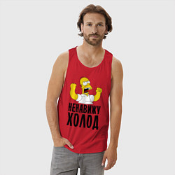 Майка мужская хлопок Ненавижу холод, цвет: красный — фото 2