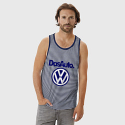 Майка мужская хлопок Volkswagen Das Auto, цвет: синяя тельняшка — фото 2
