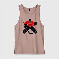 Майка мужская хлопок Хоккей Россия, цвет: пыльно-розовый