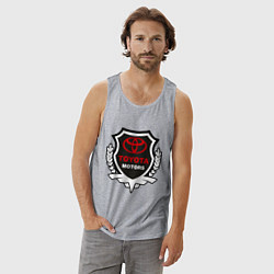 Майка мужская хлопок Тойота моторс герб, цвет: меланж — фото 2