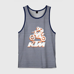 Майка мужская хлопок KTM белый, цвет: синяя тельняшка