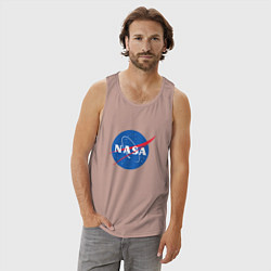 Майка мужская хлопок NASA: Logo, цвет: пыльно-розовый — фото 2