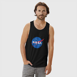 Майка мужская хлопок NASA: Logo, цвет: черный — фото 2