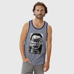 Майка мужская хлопок Абстракция Дали, цвет: синяя тельняшка — фото 2