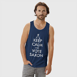 Майка мужская хлопок Keep Calm & Vote Saxon, цвет: тёмно-синий — фото 2