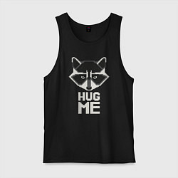 Майка мужская хлопок Raccoon: Hug me, цвет: черный