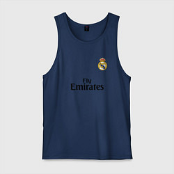 Майка мужская хлопок Real Madrid: Fly Emirates, цвет: тёмно-синий