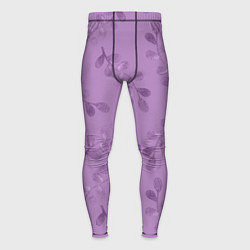 Тайтсы мужские Листья на фиолетовом фоне, цвет: 3D-принт