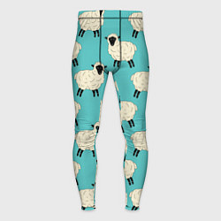 Тайтсы мужские Овечки паттерн на бирюзовом, цвет: 3D-принт