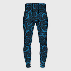 Тайтсы мужские Синие розы-цветочный узор, цвет: 3D-принт