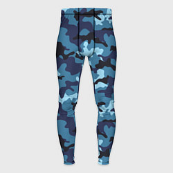 Тайтсы мужские Камуфляж Тёмно-Синий Camouflage Dark-Blue, цвет: 3D-принт