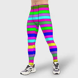 Тайтсы мужские Multicolored neon bright stripes, цвет: 3D-принт — фото 2