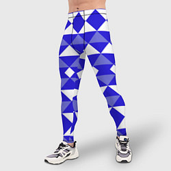 Тайтсы мужские Бело-синий геометрический узор, цвет: 3D-принт — фото 2