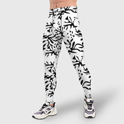 Тайтсы мужские Черно белый абстрактный модный узор, цвет: 3D-принт — фото 2