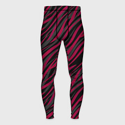 Тайтсы мужские Модный полосатый красно- черный узор Зебра, цвет: 3D-принт