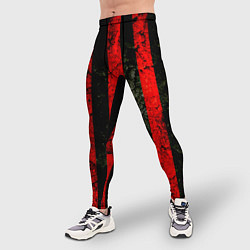 Тайтсы мужские Красно-черный фон в полоску, цвет: 3D-принт — фото 2